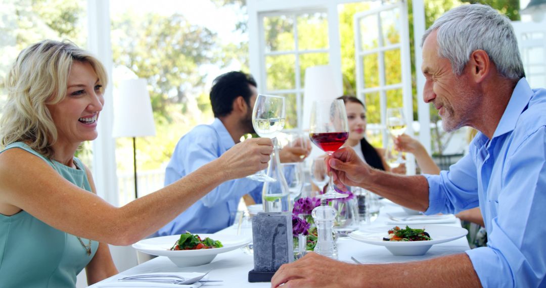 Senior Friends Toasting During Outdoor Lunch in Garden - Free Images, Stock Photos and Pictures on Pikwizard.com