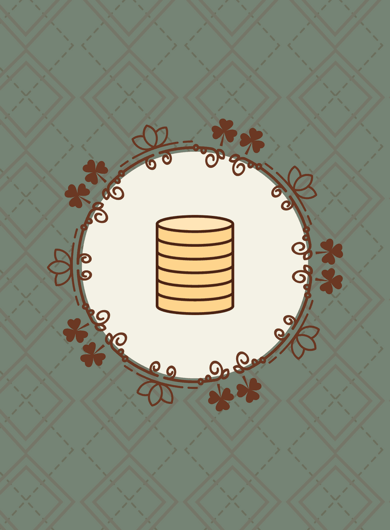 Transparent Vector Coins with Shamrocks on Vintage Background