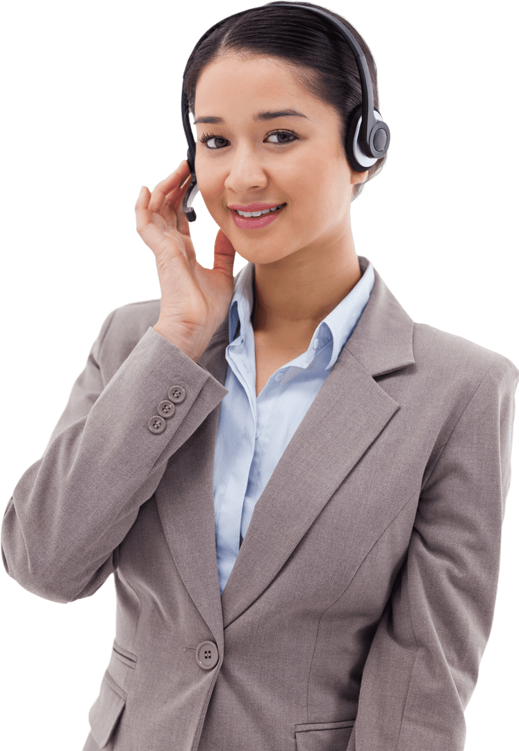 Transparent Professional Customer Service Operator with Headset
