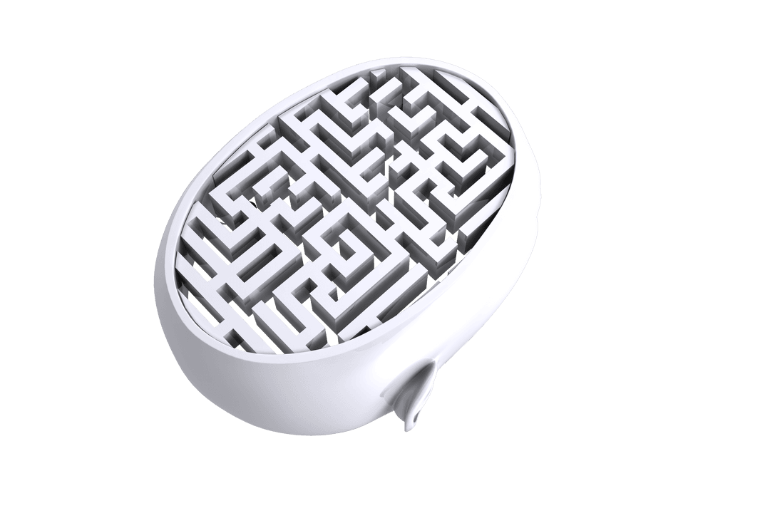 3D White Maze Overlaying Open Mind on Transparent Background
