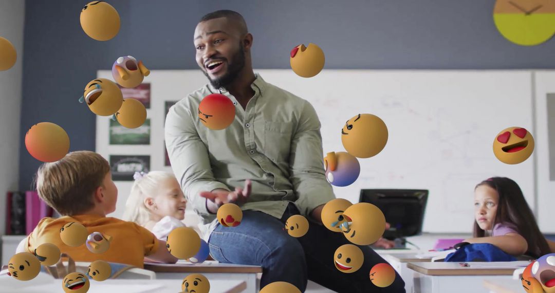 Teacher Engaging Students with Digital Emoji Technology
