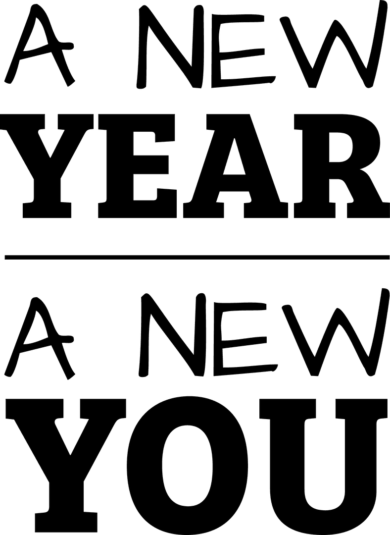 New Year New You Text Graphic on Transparent Background