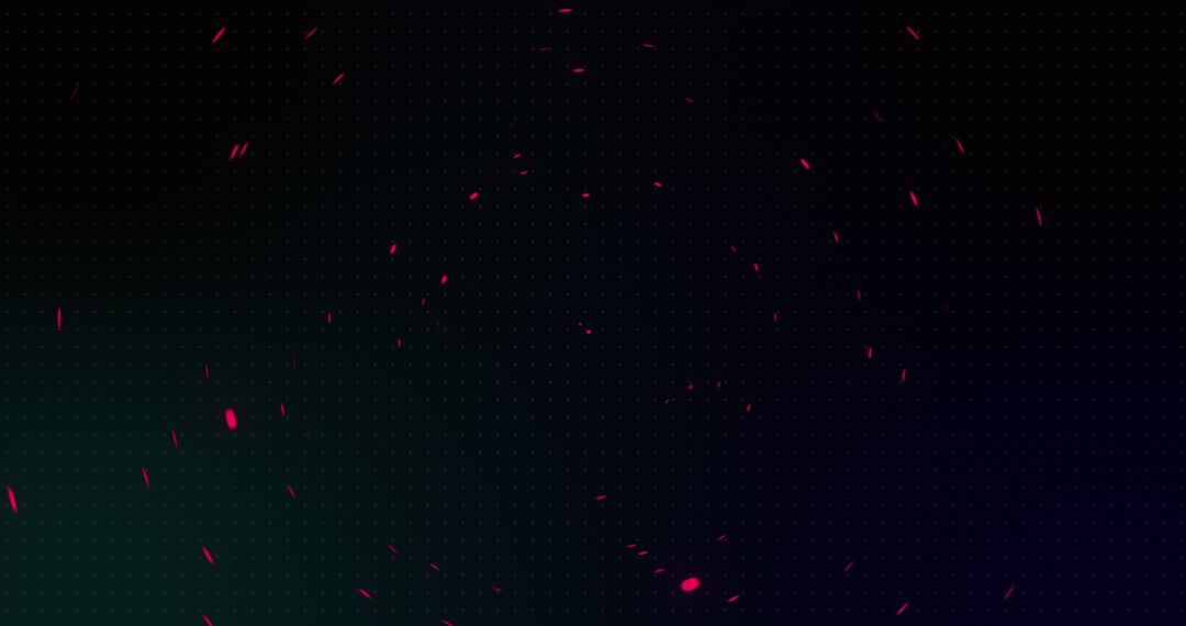 Vibrant Red and Green Digital Landscape with Halos