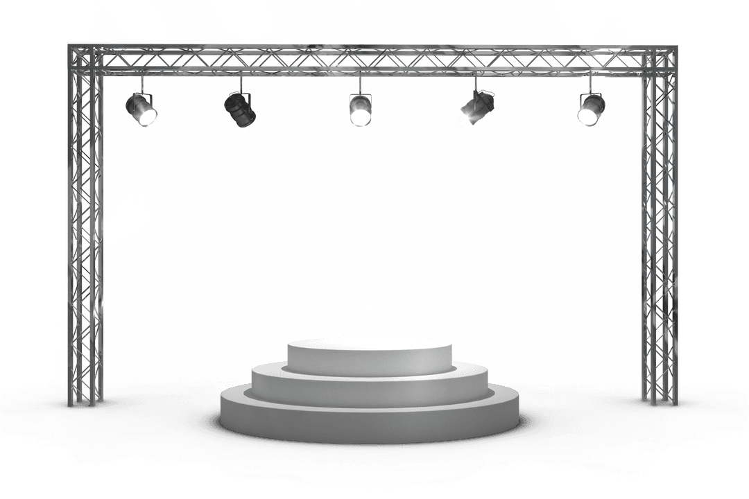 Transparent Stage with Illuminated Spotlights and Empty Podium - Download Free Stock Images Pikwizard.com