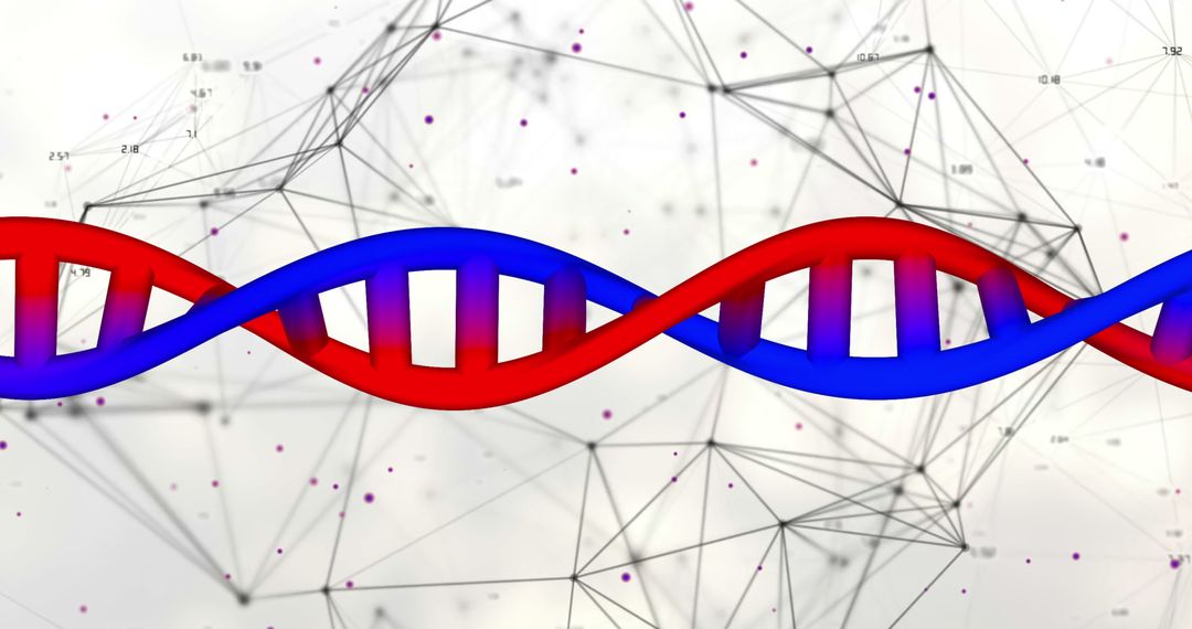 3D Digital DNA Strands in Abstract White Background