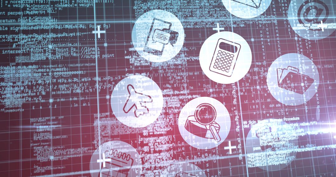 Digital Interface with Data Processing and Icon Overlay