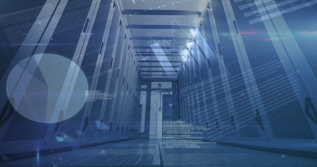 Digital Financial Data Processing in a Modern Server Room