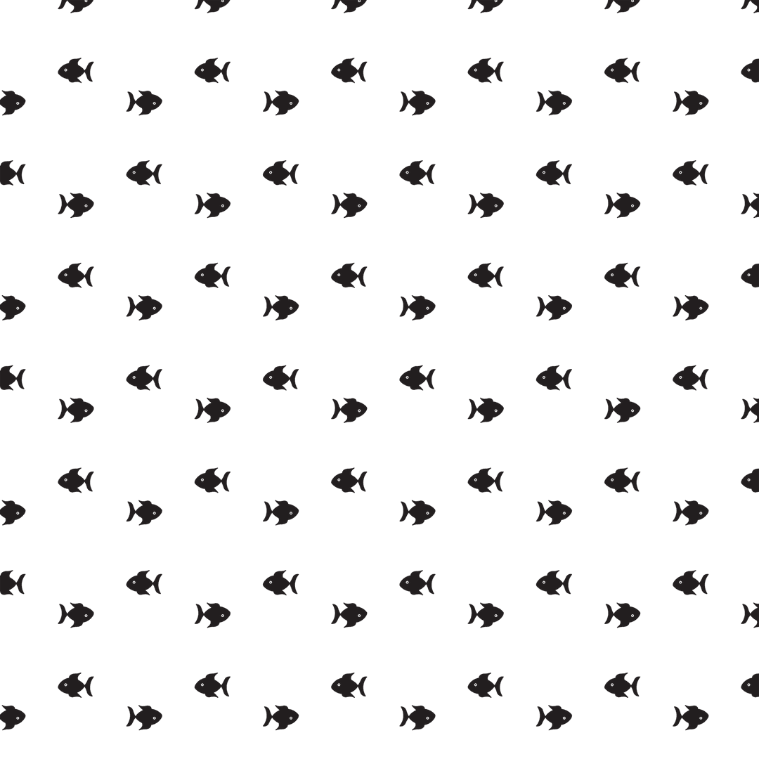 Transparent Background with Black Fish Silhouette Pattern