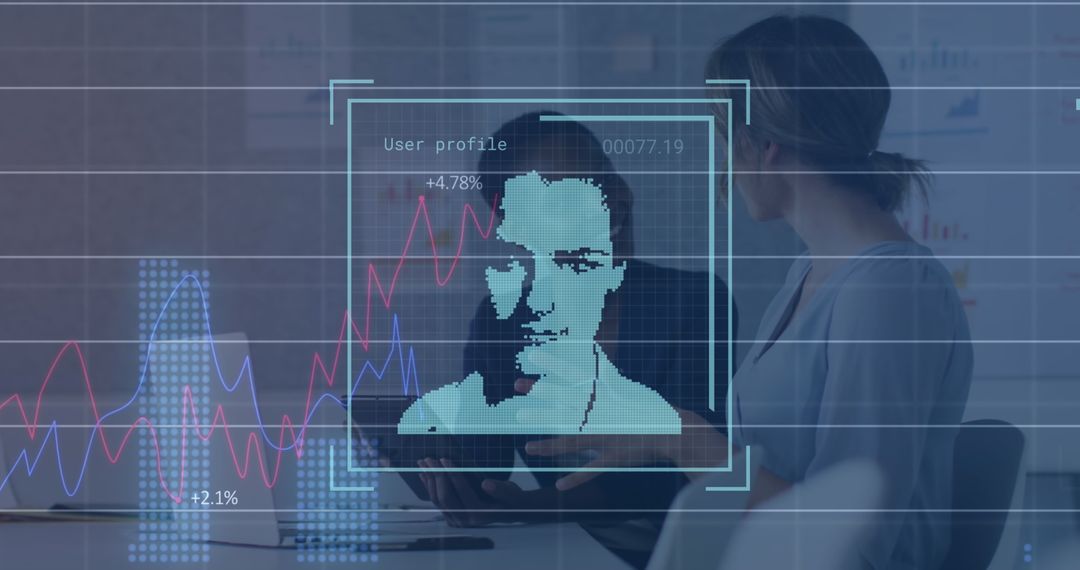 Businesswomen Analyzing Digital Data with Graphs and Profiles