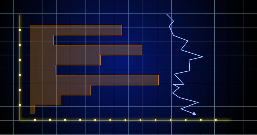 Graph with Bar and Line Trends on Digital Grid Background