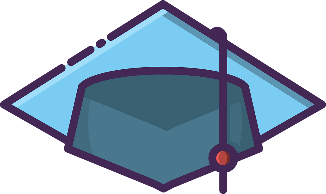 Digital Blue Mortarboard Illustration On Transparent Background