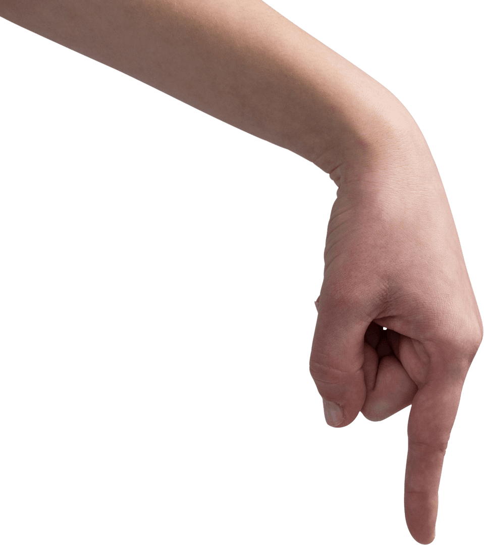 Female Hand Pointing Downward Transparent Background