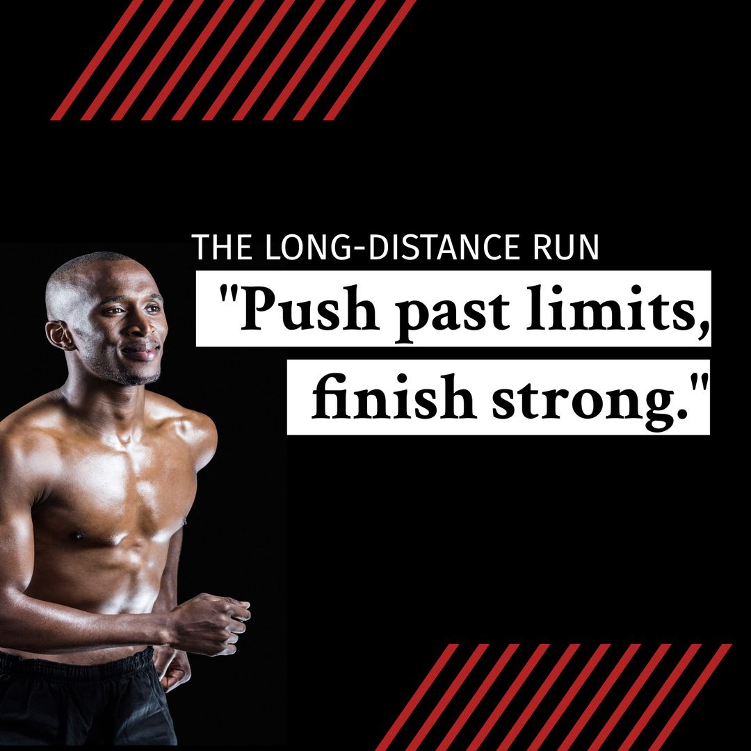Motivational Text Featuring Fit Athlete Running with Optimistic Quote