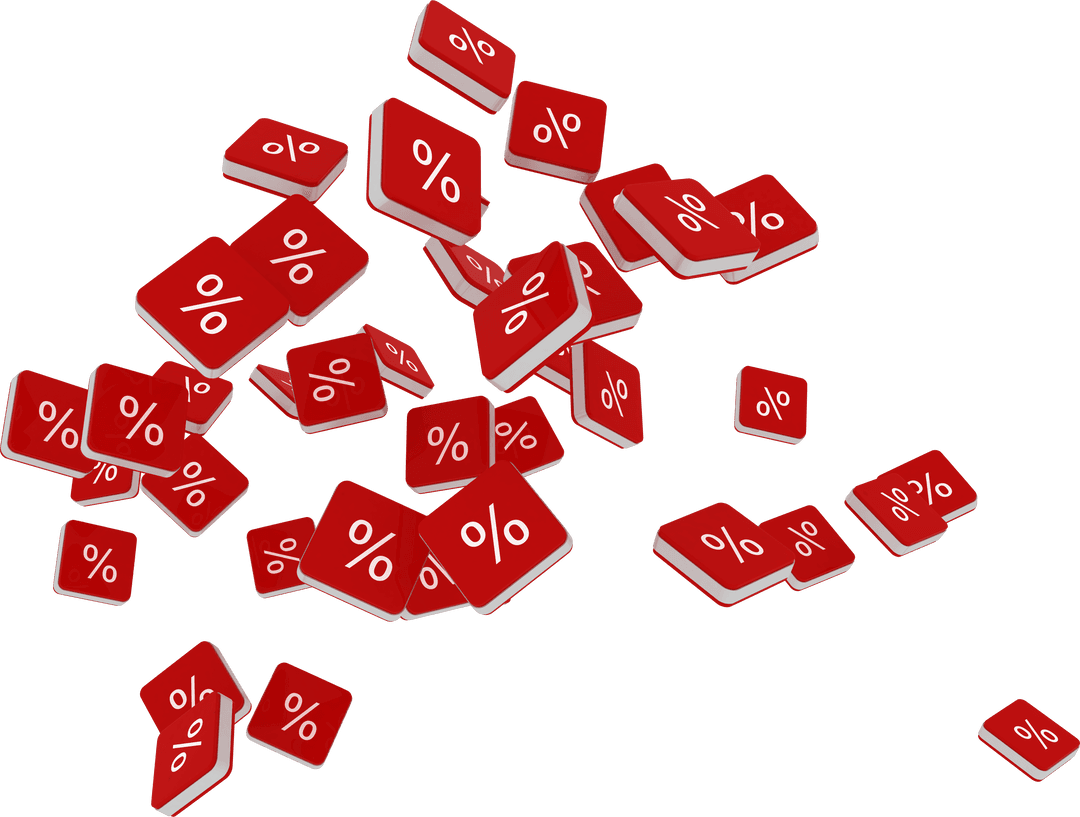 Floating Transparent Rectangles with White Percent Signs