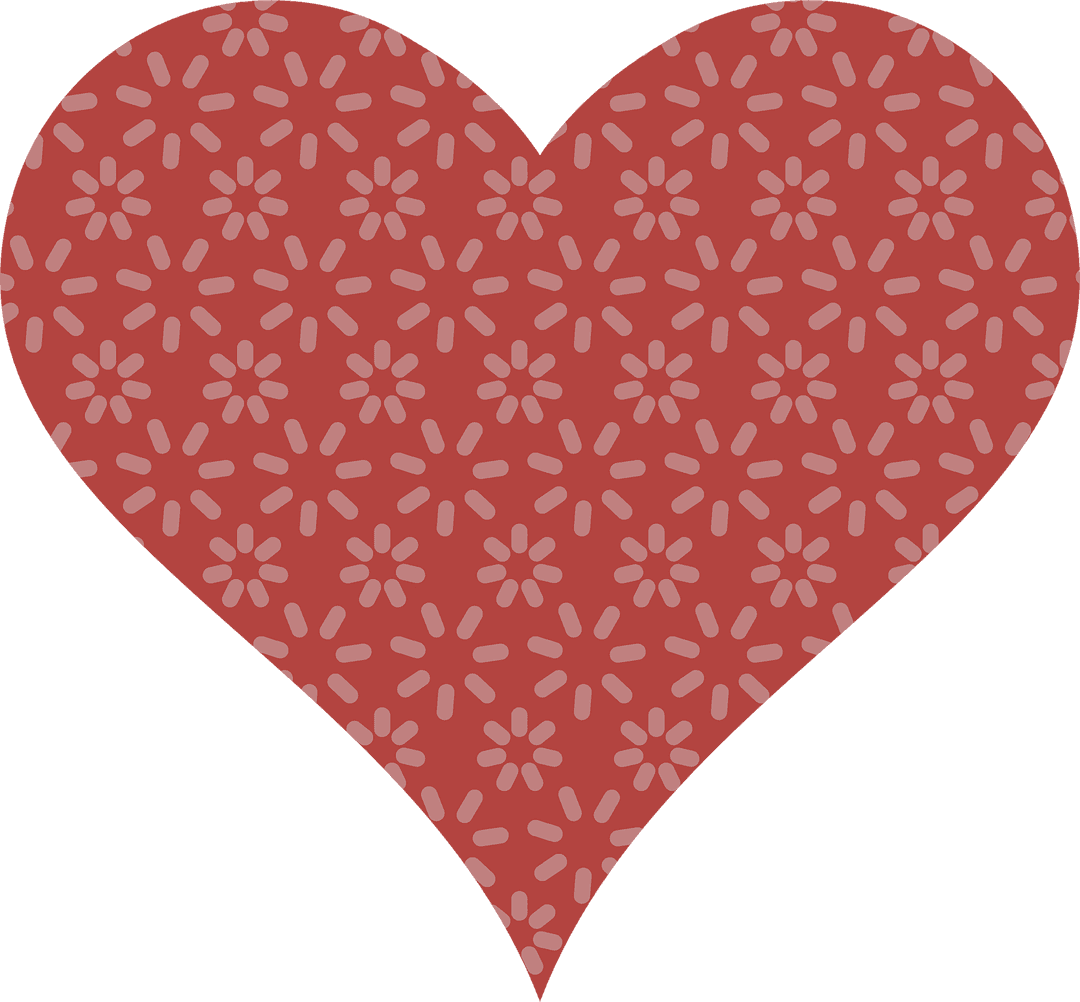 Patterned Red Heart on Transparent Background for Valentine's
