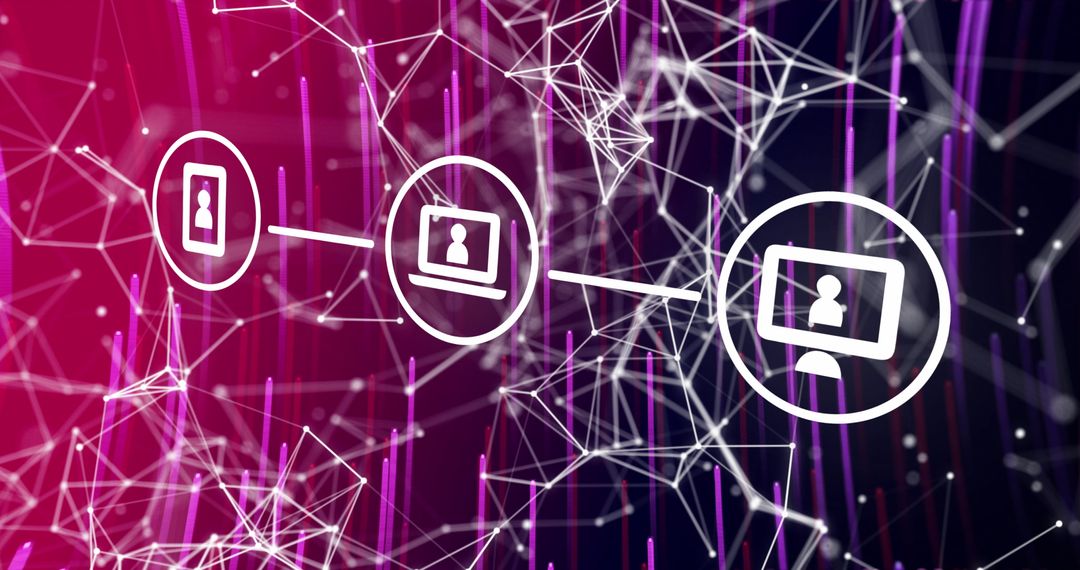 Digital Connections and Networking Concept in Neon Colors