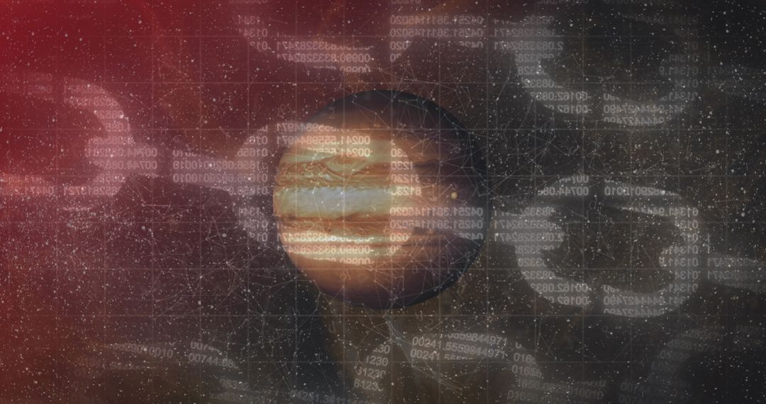 Jupiter with Digital Blockchain Overlay in Space - Free Images, Stock Photos and Pictures on Pikwizard.com