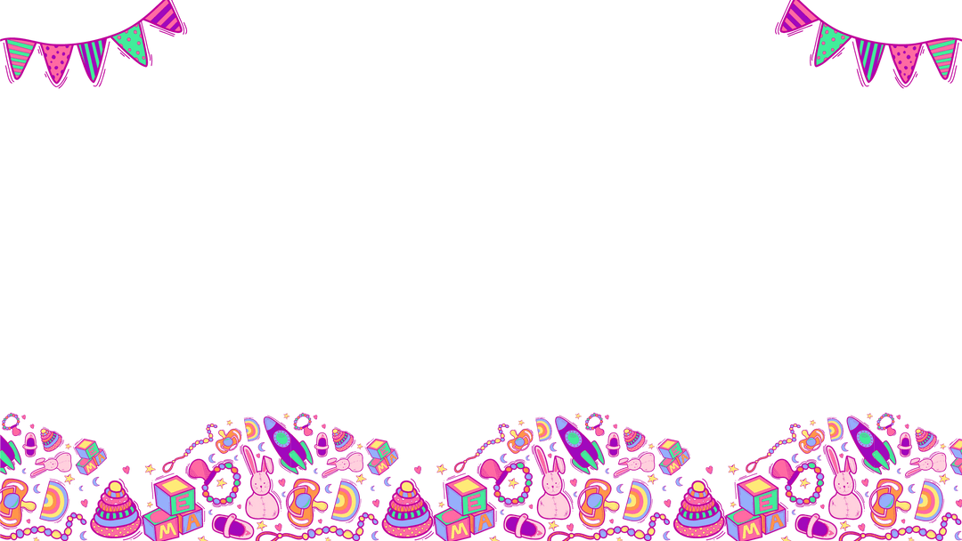 Celebratory Baby Border with Rattles and Bottles on Transparent Background