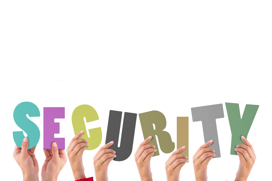 Hands Holding Colorful Transparent Security Letters