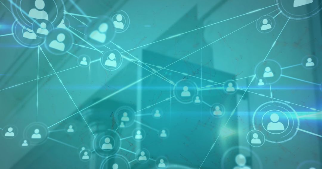 Abstract Digital Connection Network with Building Background