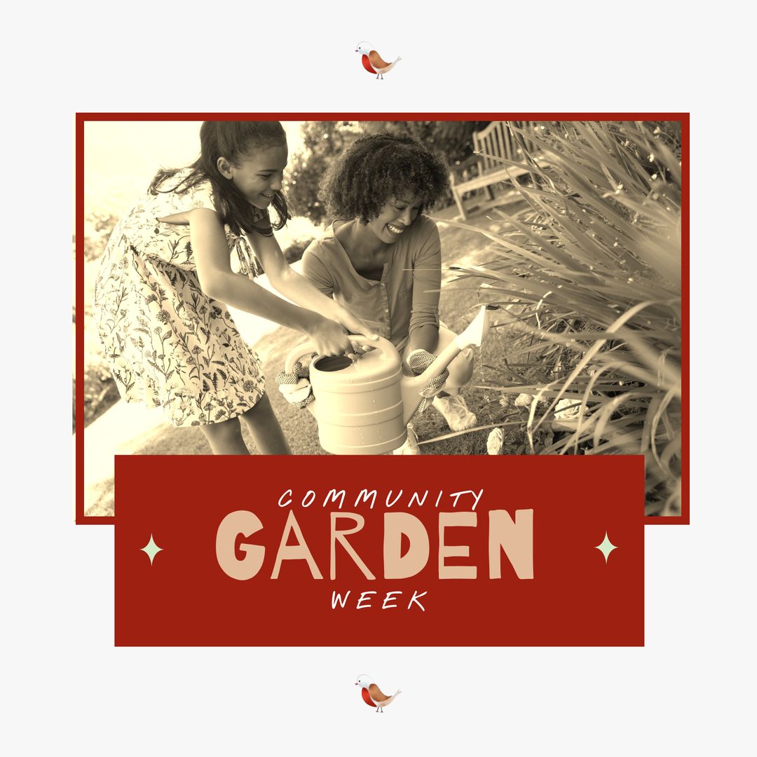 Mother and Daughter Bonding in Community Garden Week Activity