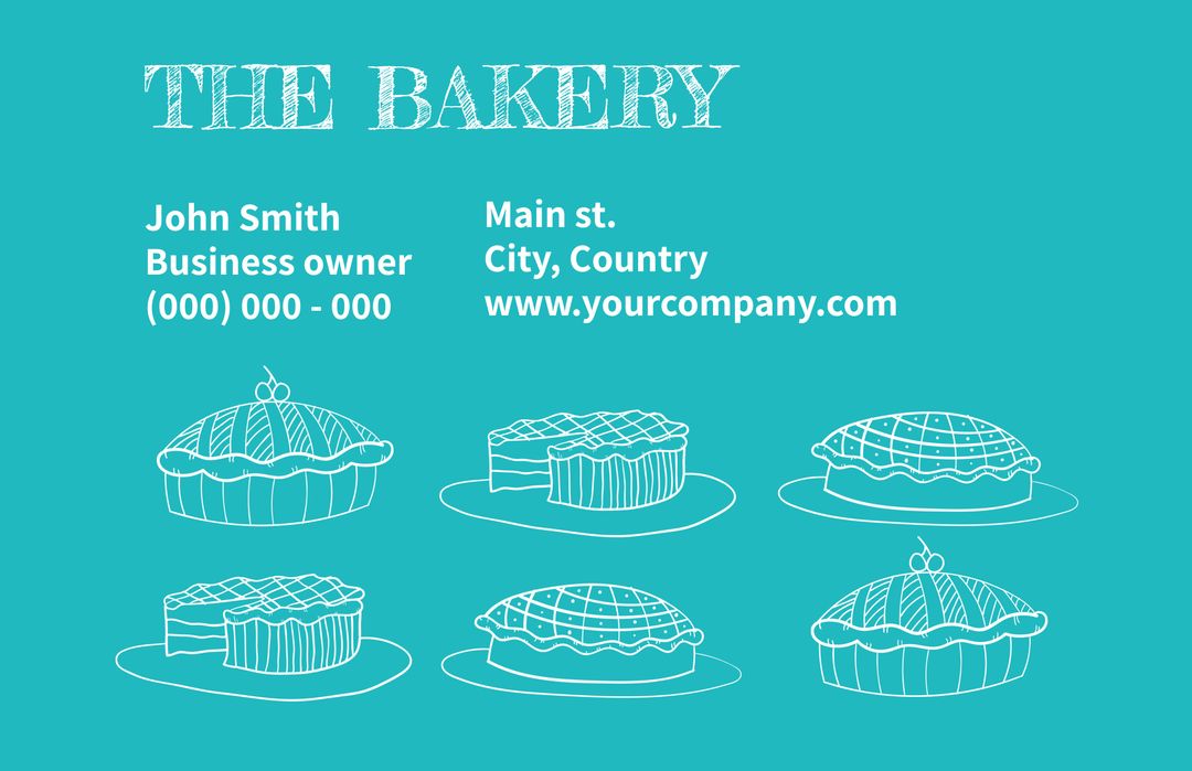 Artisanal Bakery Business Card Template with Hand-Drawn Pies - Download Free Stock Templates Pikwizard.com