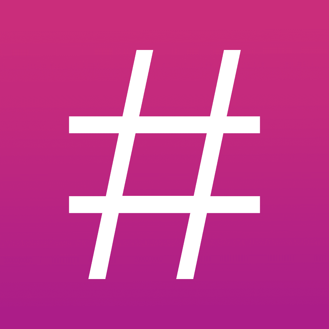 White Hashtag Symbol on Transparent Background