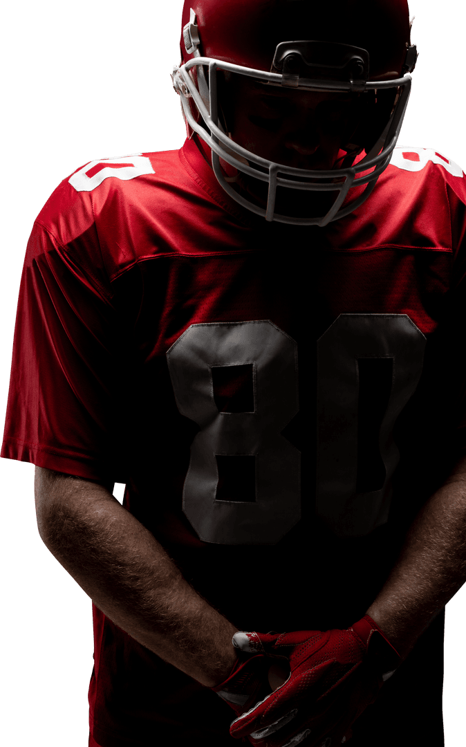 Transparent Background of Stern American Football Player