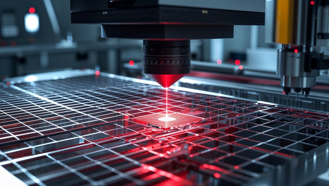 Laser Precision on Microchip in High-Tech Lab