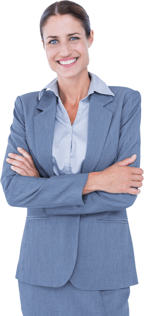 Transparent Confident Businesswoman in Formal Suit Smiling