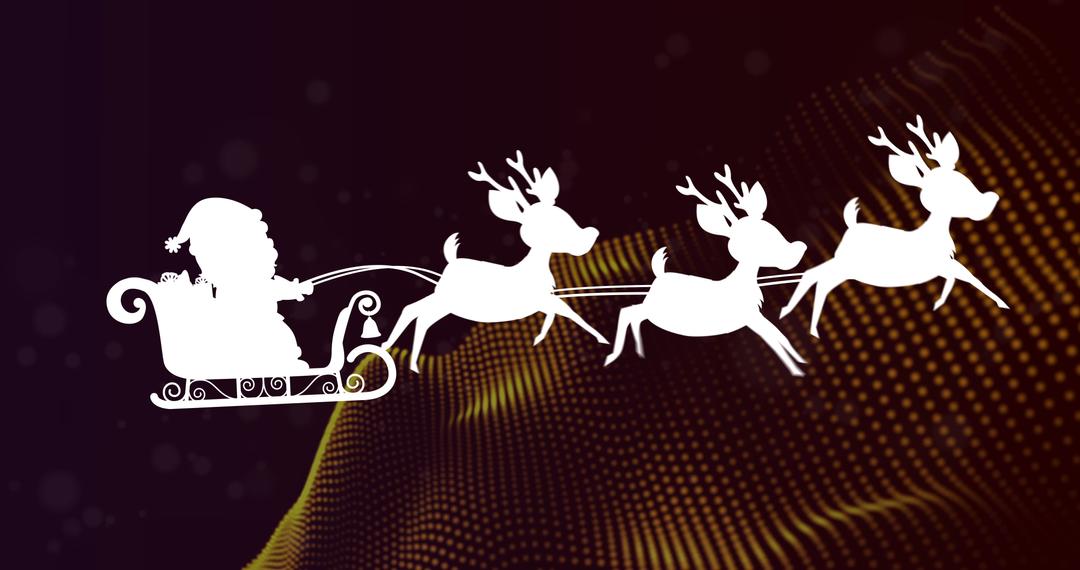 Silhouette of Santa's Sleigh with Reindeer on Festive Background - Free Images, Stock Photos and Pictures on Pikwizard.com