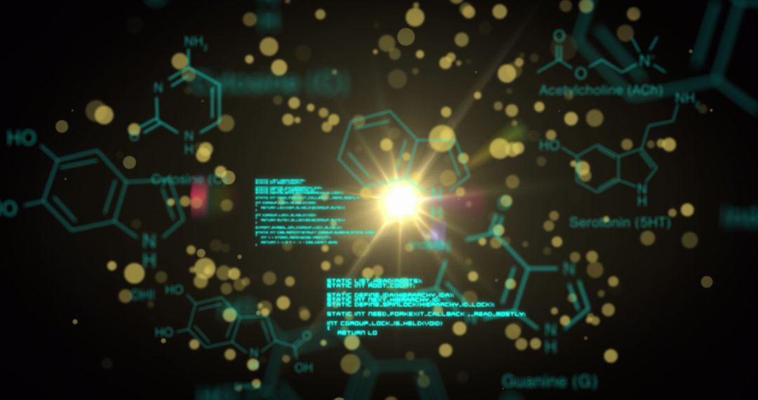 Abstract Science Technology Illustration with Chemical Structures and Data