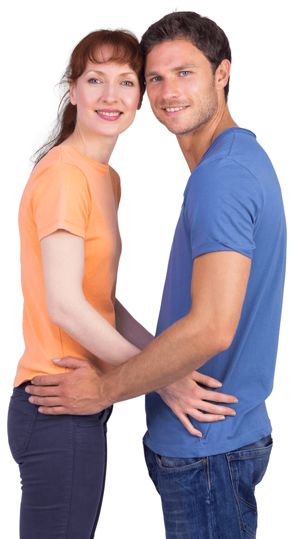 Beautiful Smiling Couple Standing Together On Transparent Background