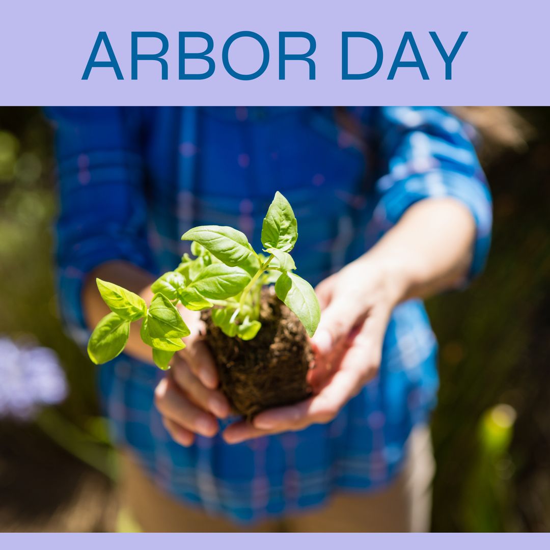 Arbor Day Celebration with Woman Holding Green Seedling in the Garden - Download Free Stock Templates Pikwizard.com