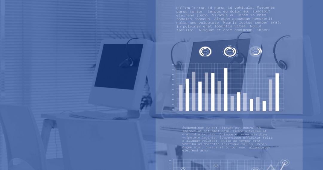 Analyzing Data in Modern Office with Digital Interface Overlay