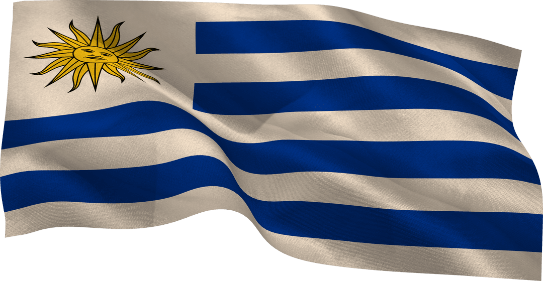 Uruguay Flag on Transparent Background with Sun Symbol