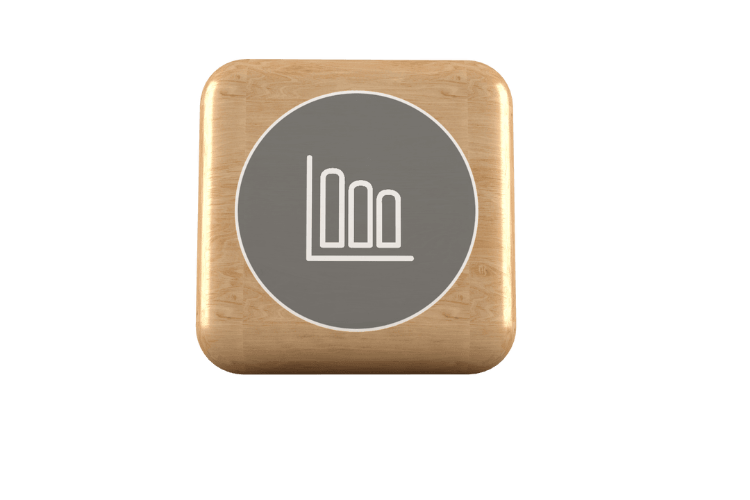 3D Wooden Cube with Growth Graph Icon on Transparent