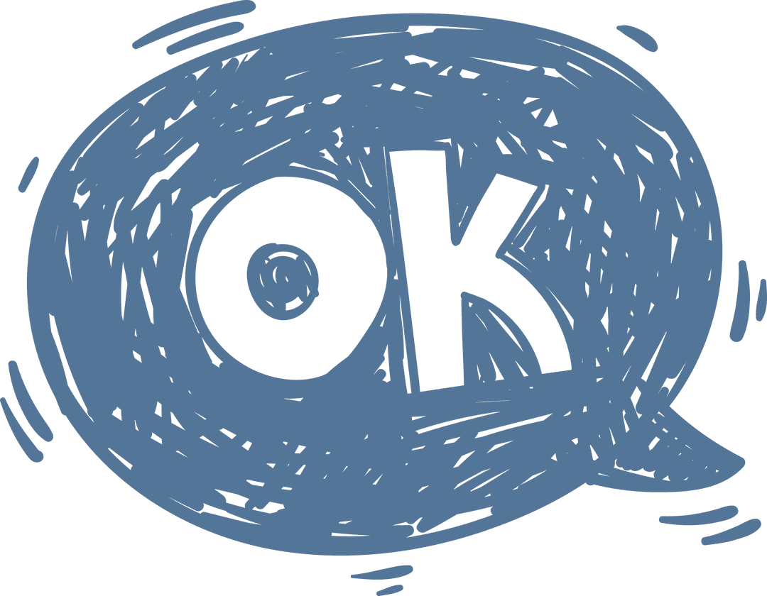 Speech Bubble with OK Text on Transparent Background