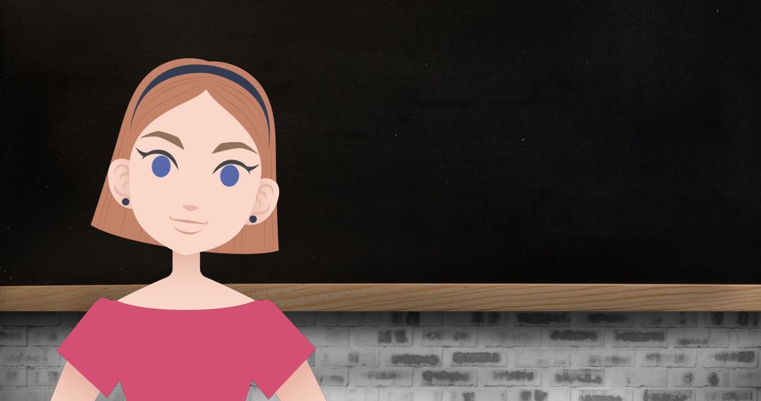 Woman Illustrated Icon in Front of Blackboard