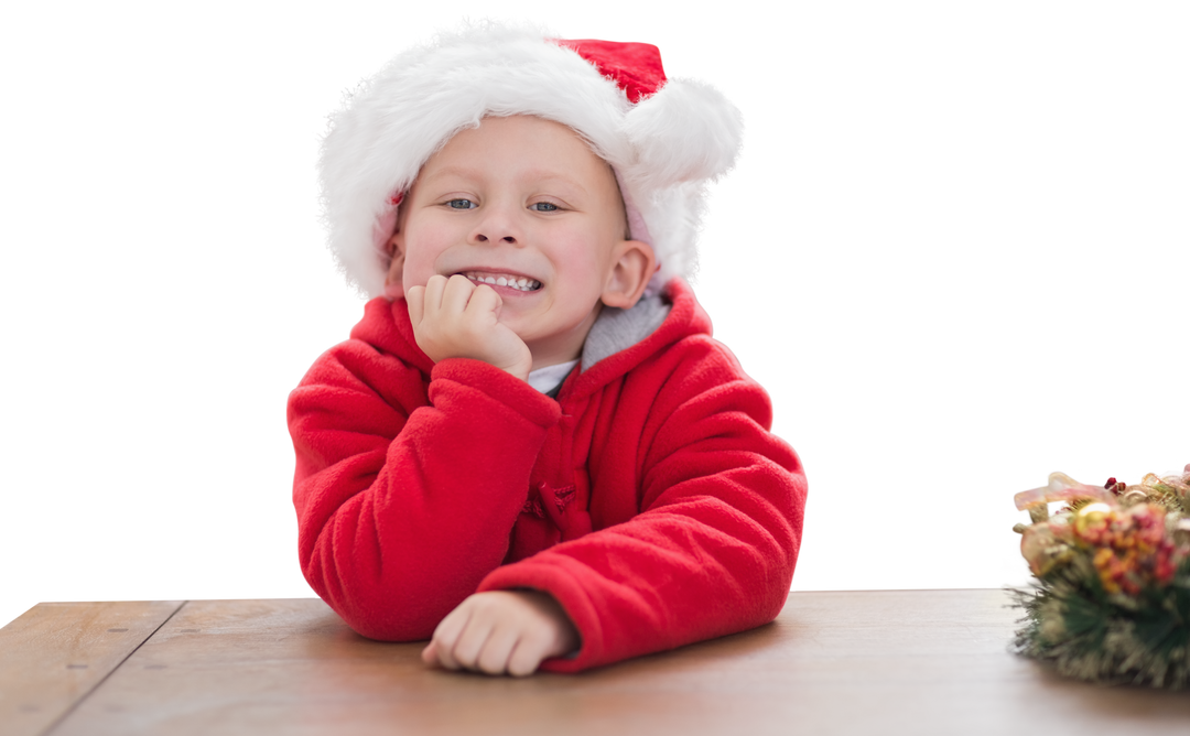 Joyful Caucasian Boy Wearing Santa Claus Hat on Transparent Background - Download Free Stock Images Pikwizard.com