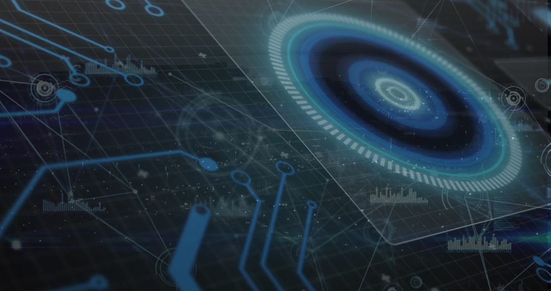 Global Network Connections on Digital Interface Background