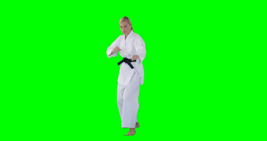 Karate Practitioner in Action Pose with Green Screen Background - Free Images, Stock Photos and Pictures on Pikwizard.com