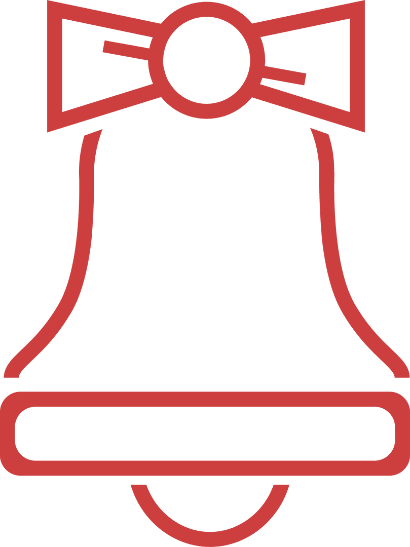 Red Bell with Bow on Transparent Background for Holiday Design