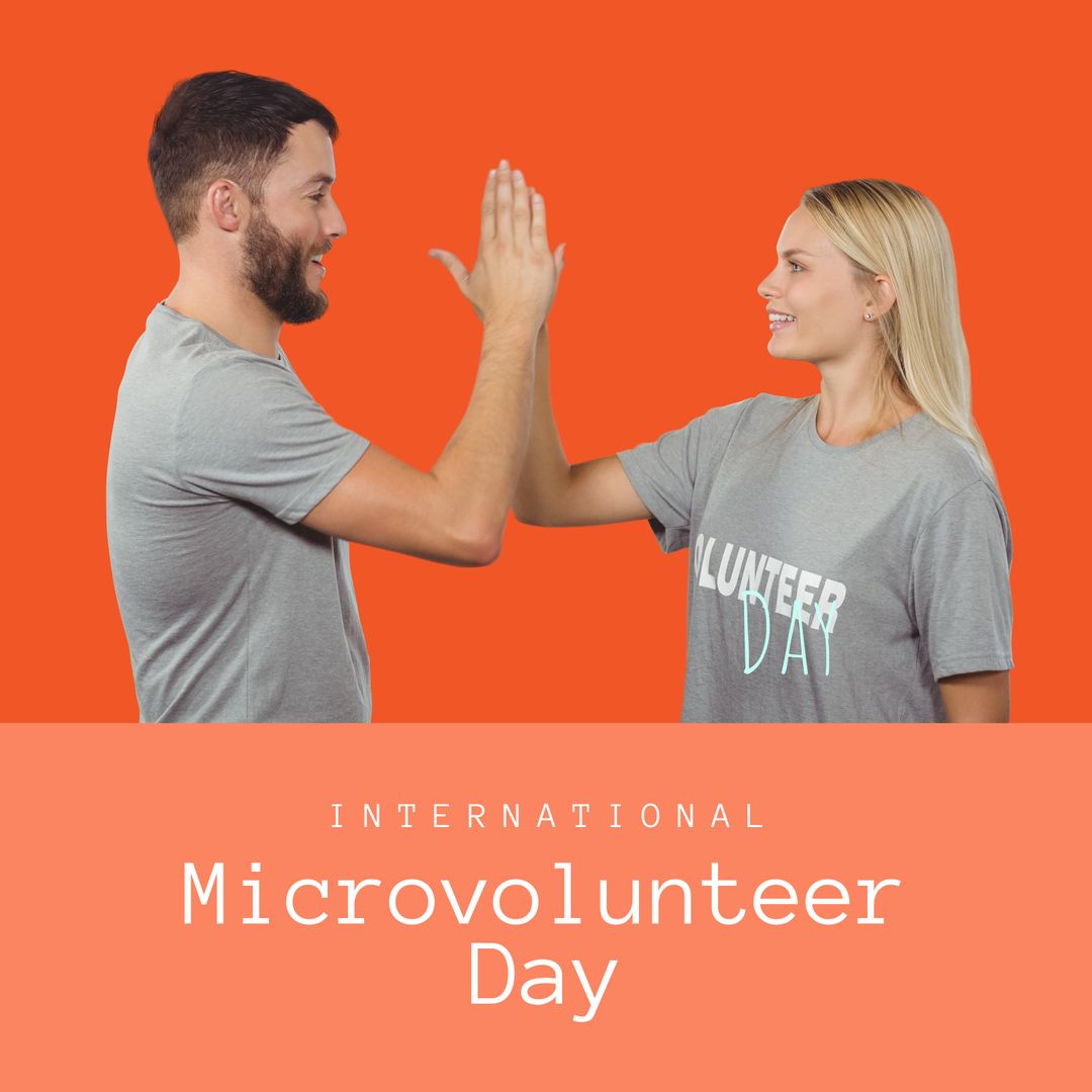 Caucasian Volunteers High Five for International Microvolunteer Day - Download Free Stock Templates Pikwizard.com