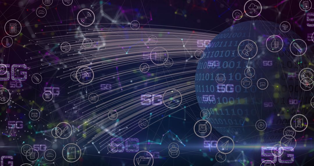 Futuristic 6G Technology with Digital Connections and Light Trails