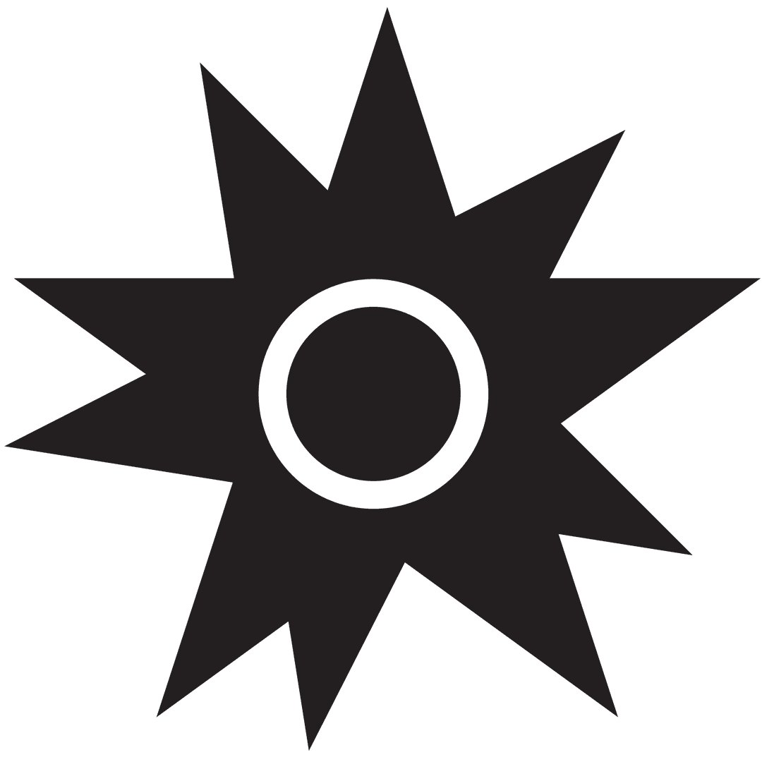 Stylized Black Starburst Shape on Transparent Background