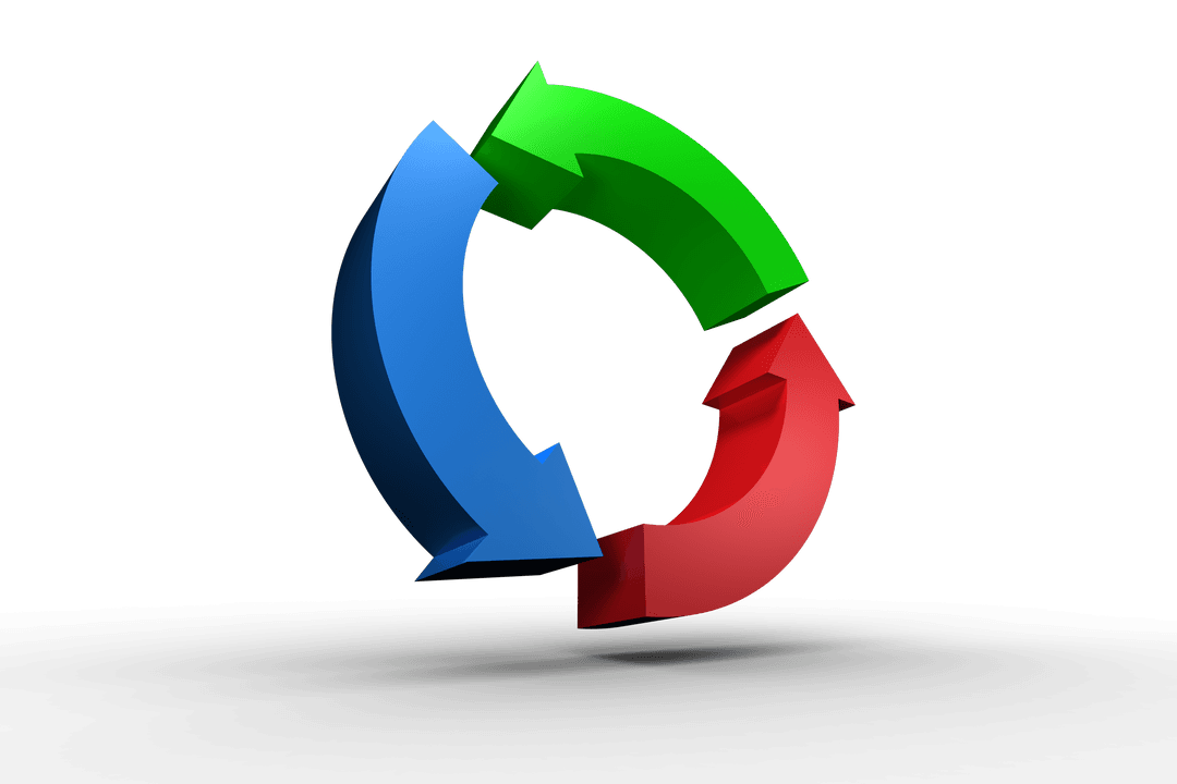 Colorful Circular Arrows on Transparent Background