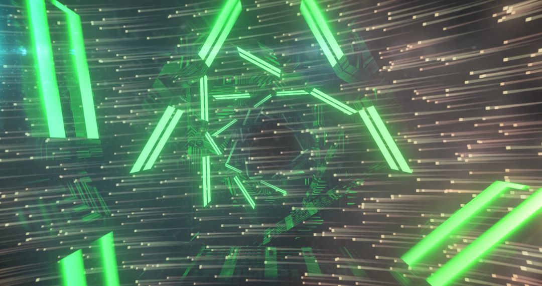 Futuristic Neon Tunnel with Moving Light Trails