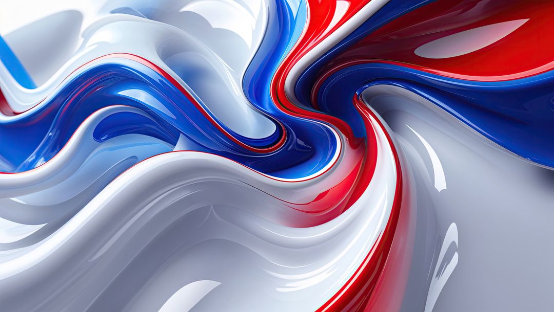 Vivid Red White Blue Intertwining Abstract Ribbons
