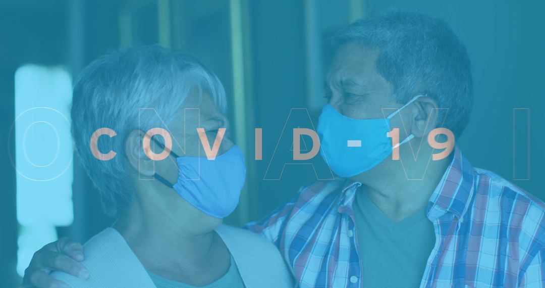 Senior Couple Embracing with Face Masks During COVID-19 Pandemic